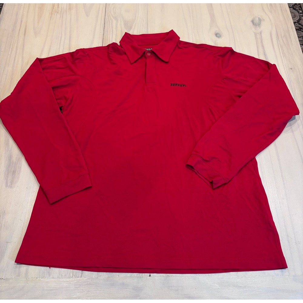 Fila Ferrari Mens Long Sleeve Polo Shirt Red XL Racing Formula 1 Logo - Picture 10 of 14
